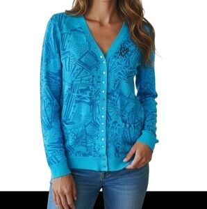 LoveHate Y2K Women's Graphic Sweater Blue Size Large